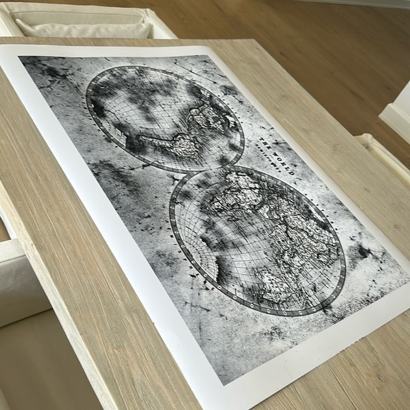 World Map Wall Art. Hemispheres Contrast World Map Wall Art 24x36 in - Picture 4 of 8